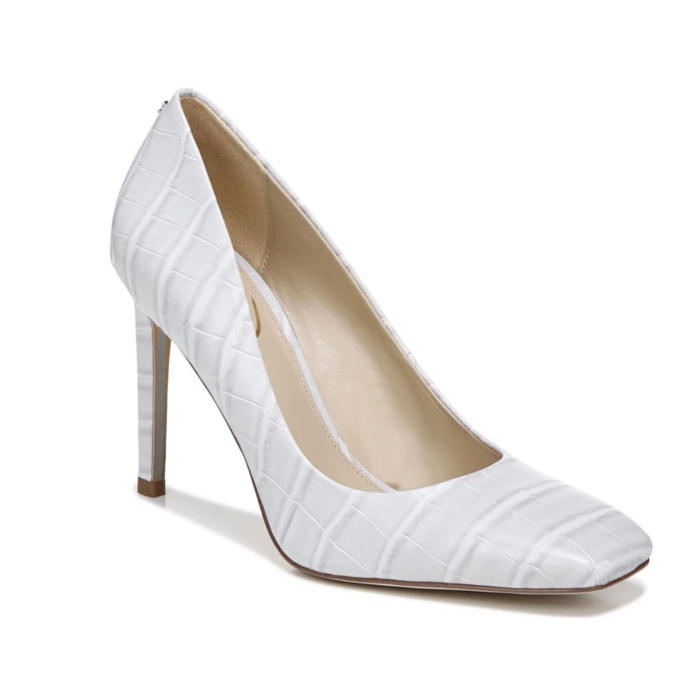NWT SAM EDELMAN Womens White Crocodile Leather Dress Pumps 10 M